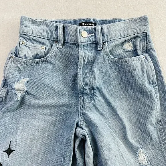 Playboy by PacSun Size 23 Eco Super Distressed High Waisted Baggy Jeans - Picture 14 of 15